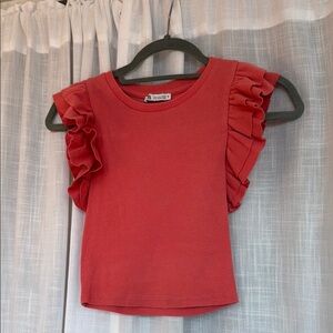 Zara Ruffled Coral Top